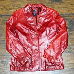 Faux Red Leather Gap Jacket